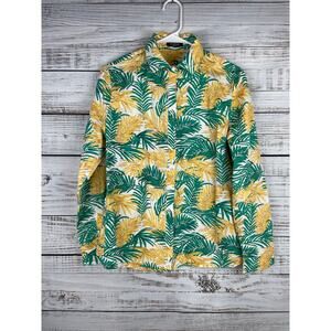 Lucca Wildfang Button Down Palm Leaf Top Medium Resort Tropical Vacation Bold